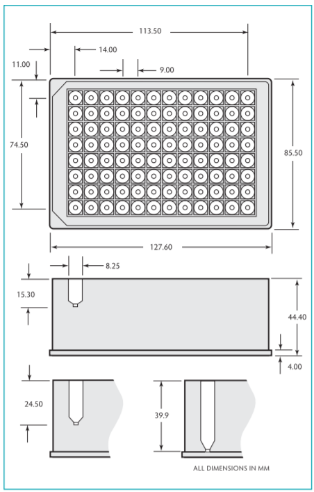 Chrom Tech 96 Deep Well Plate 2mL technical drawing